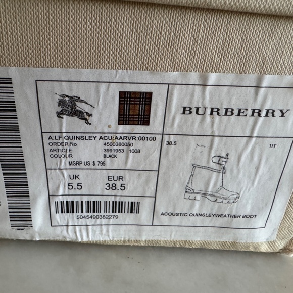 Burberry Quinsy Black Eomen's 8.5 38.5 Suede, leather, Boots - Picture 14 of 16